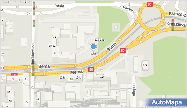 Toruń, Bema Józefa, gen., 128p, mapa Torunia