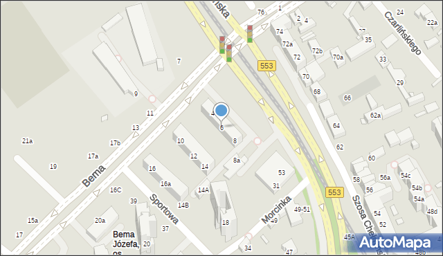 Toruń, Bema Józefa, gen., 6, mapa Torunia