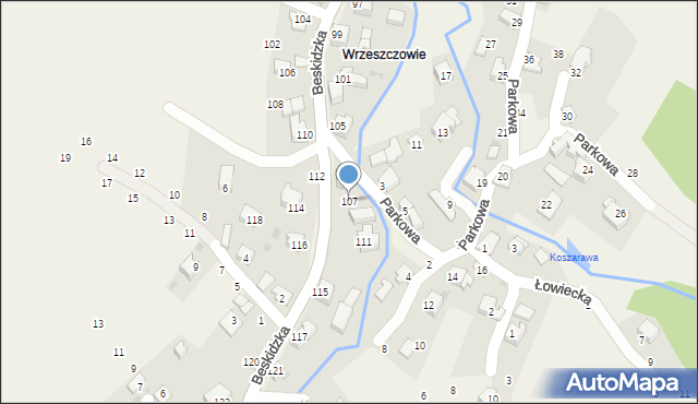 Trzebinia, Beskidzka, 107, mapa Trzebinia