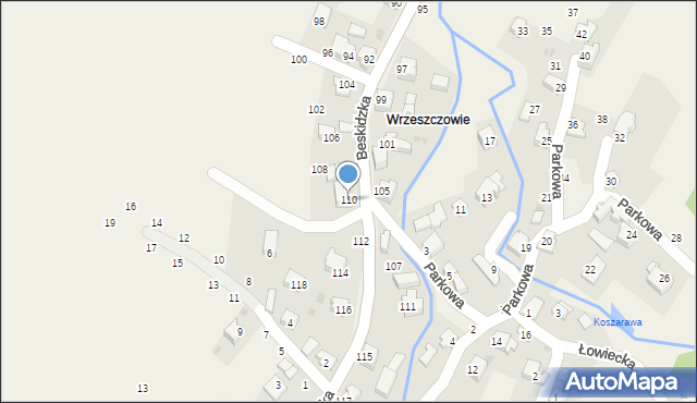 Trzebinia, Beskidzka, 110, mapa Trzebinia