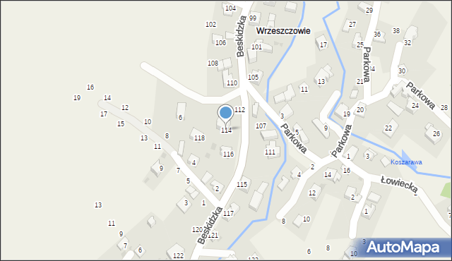 Trzebinia, Beskidzka, 114, mapa Trzebinia