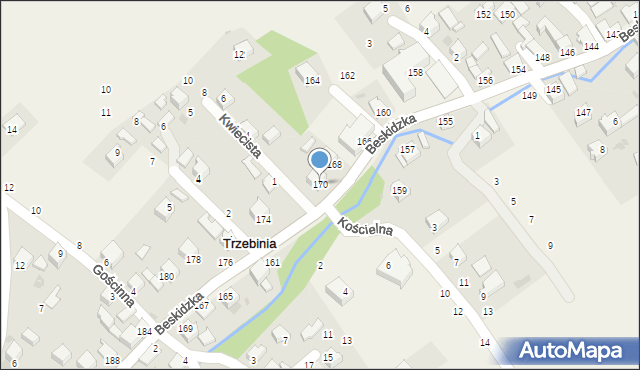 Trzebinia, Beskidzka, 170, mapa Trzebinia