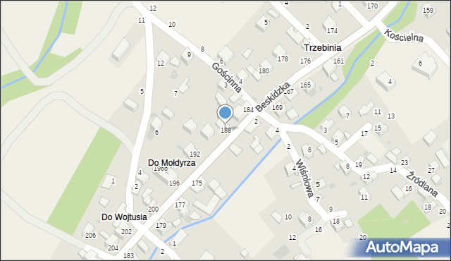 Trzebinia, Beskidzka, 188, mapa Trzebinia