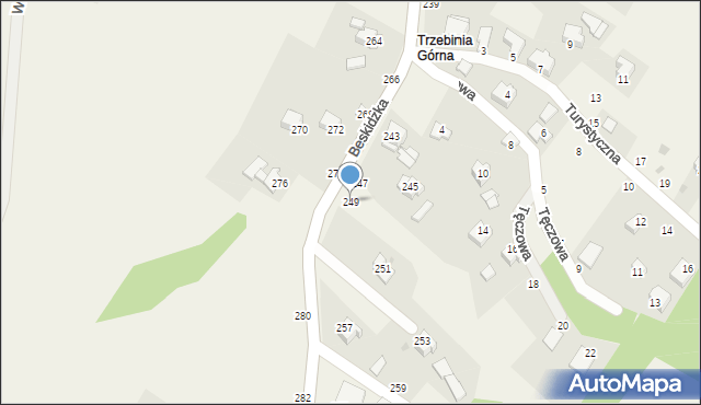 Trzebinia, Beskidzka, 249, mapa Trzebinia