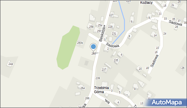 Trzebinia, Beskidzka, 260, mapa Trzebinia