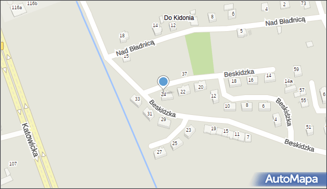 Ustroń, Beskidzka, 24, mapa Ustroń