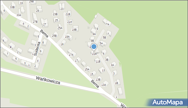 Wałbrzych, Bema Józefa, gen., 11A, mapa Wałbrzycha