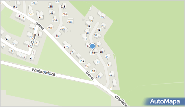 Wałbrzych, Bema Józefa, gen., 11B, mapa Wałbrzycha