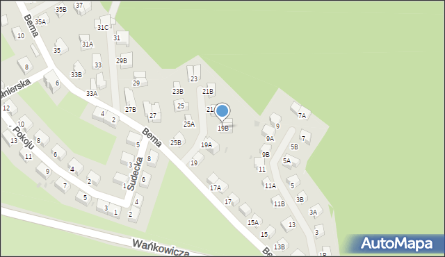 Wałbrzych, Bema Józefa, gen., 19B, mapa Wałbrzycha