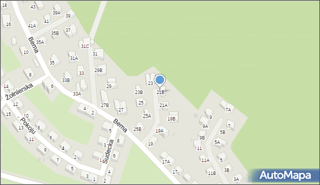 Wałbrzych, Bema Józefa, gen., 21B, mapa Wałbrzycha