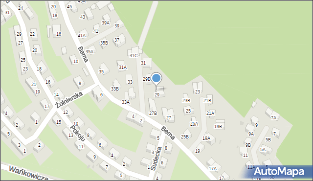 Wałbrzych, Bema Józefa, gen., 29A, mapa Wałbrzycha