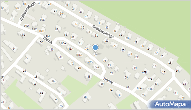 Wałbrzych, Bema Józefa, gen., 77, mapa Wałbrzycha
