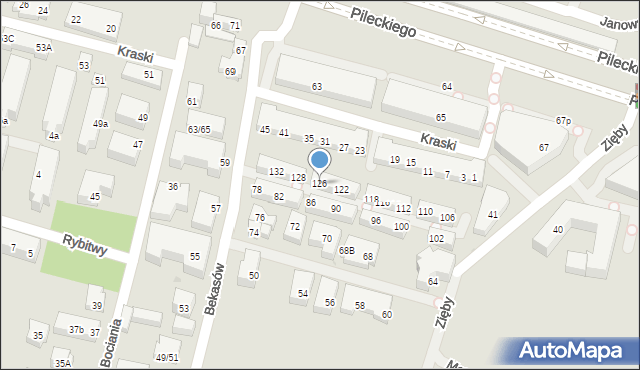 Warszawa, Bekasów, 126, mapa Warszawy