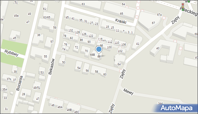 Warszawa, Bekasów, 68, mapa Warszawy