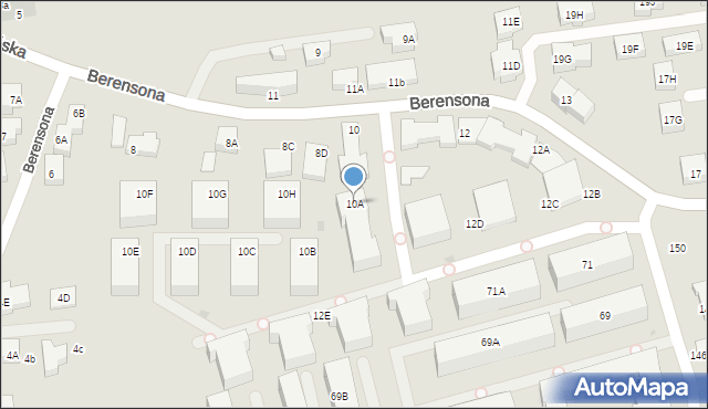 Warszawa, Berensona Leona, 10A, mapa Warszawy