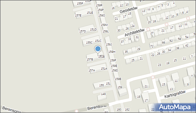 Warszawa, Berensona Leona, 153B, mapa Warszawy