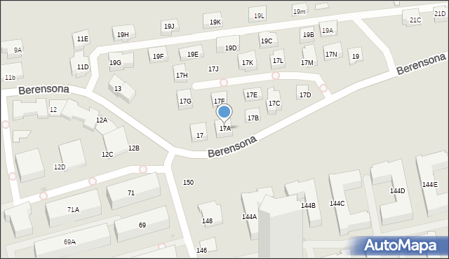 Warszawa, Berensona Leona, 17A, mapa Warszawy