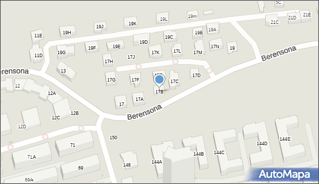 Warszawa, Berensona Leona, 17B, mapa Warszawy