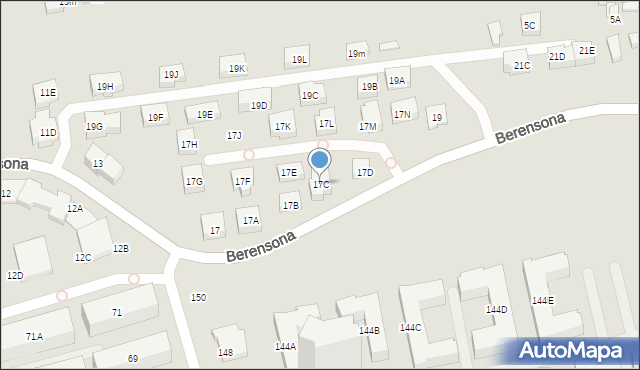 Warszawa, Berensona Leona, 17C, mapa Warszawy