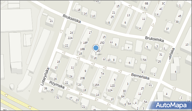 Warszawa, Berneńska, 16B, mapa Warszawy