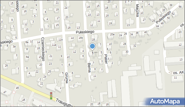 Wieluń, Bema Józefa, gen., 5, mapa Wieluń