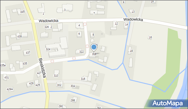 Wieprz, Beskidzka, 318, mapa Wieprz