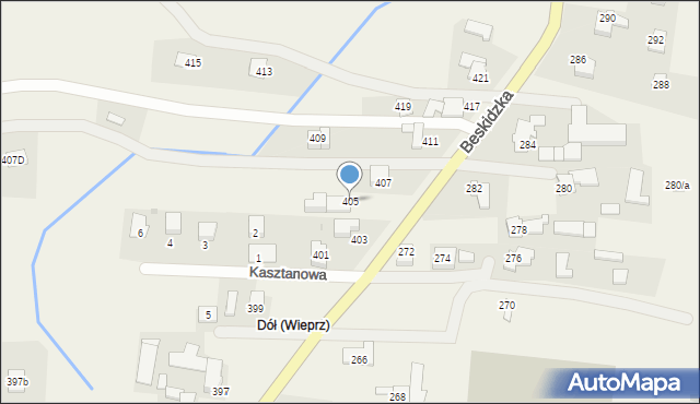 Wieprz, Beskidzka, 405, mapa Wieprz