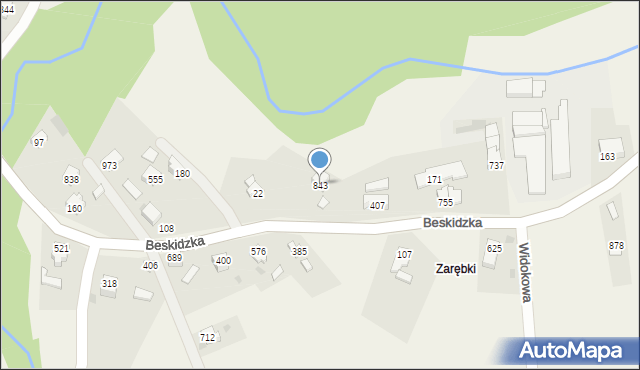 Wieprz, Beskidzka, 843, mapa Wieprz