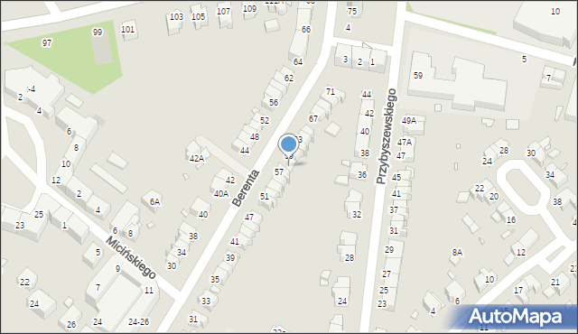 Wrocław, Berenta Wacława, 57A, mapa Wrocławia