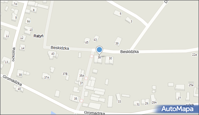 Wrocław, Beskidzka, 34, mapa Wrocławia