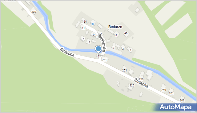 Żabnica, Bednarska, 1, mapa Żabnica