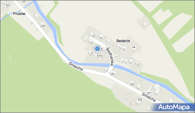 Żabnica, Bednarska, 3, mapa Żabnica