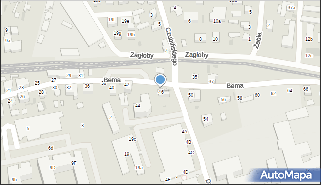 Zielona Góra, Bema Józefa, gen., 46, mapa Zielona Góra