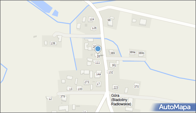 Biadoliny Radłowskie, Biadoliny Radłowskie, 16, mapa Biadoliny Radłowskie