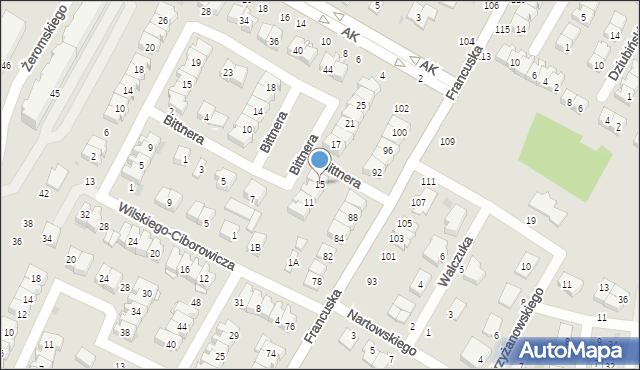 Biała Podlaska, Bittnera Ludwika, gen., 15, mapa Białej Podlaskiej