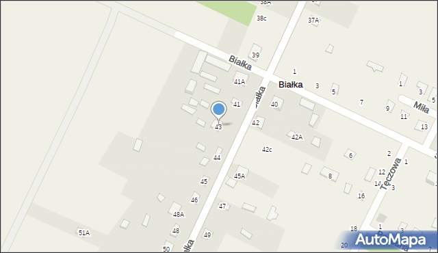 Białka, Białka, 43, mapa Białka