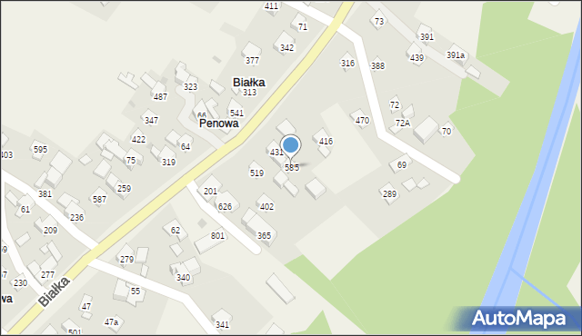 Białka, Białka, 585, mapa Białka