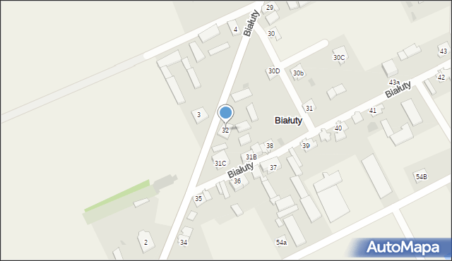 Białuty, Białuty, 32, mapa Białuty