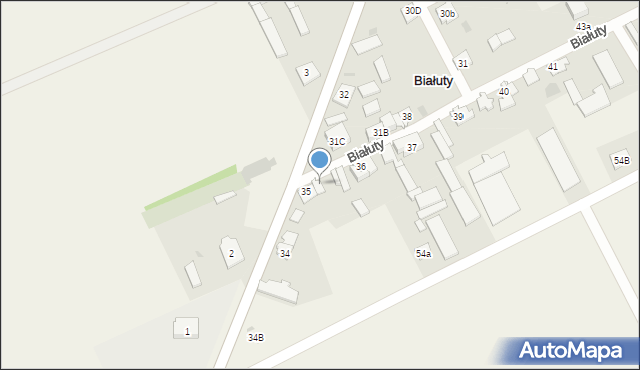 Białuty, Białuty, 35A, mapa Białuty