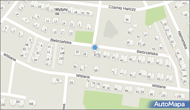 Białystok, Biebrzańska, 32, mapa Białegostoku