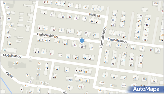 Białystok, Białkowskiego Karola, 16, mapa Białegostoku