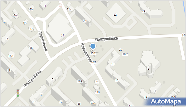 Białystok, Białostoczek, 30/1, mapa Białegostoku