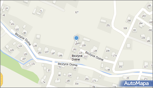 Biczyce Dolne, Biczyce Dolne, 137, mapa Biczyce Dolne