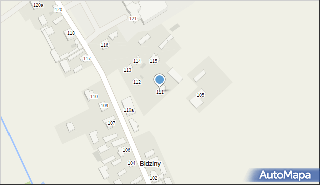 Bidziny, Bidziny, 111, mapa Bidziny