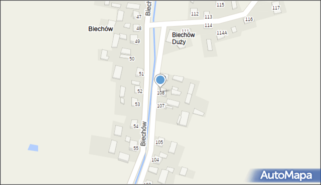 Biechów, Biechów, 108, mapa Biechów