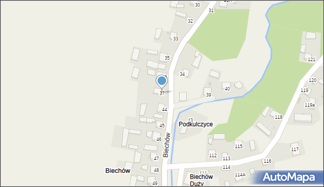 Biechów, Biechów, 37, mapa Biechów