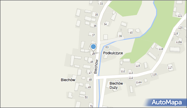 Biechów, Biechów, 45, mapa Biechów