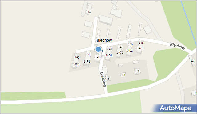 Biechów, Biechów, 14E1, mapa Biechów