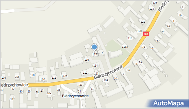 Biedrzychowice, Biedrzychowice, 115, mapa Biedrzychowice