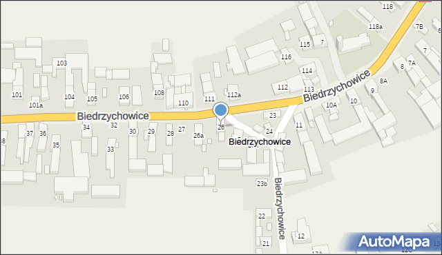 Biedrzychowice, Biedrzychowice, 26, mapa Biedrzychowice